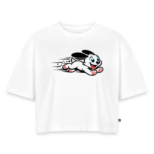 Speedy Pup Sprint on the Run - Women's Oversized Organic Cropped T-Shirt