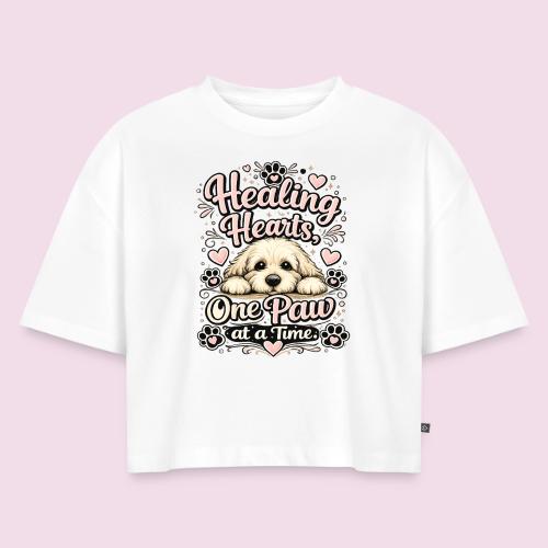 Healing Hearts, One Paw at a Time - Women's Oversized Organic Cropped T-Shirt