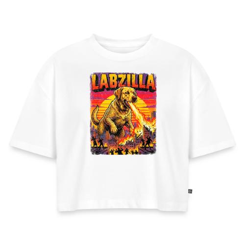 Labzilla Giant Yellow Labrador Monster Tee - Women's Oversized Organic Cropped T-Shirt