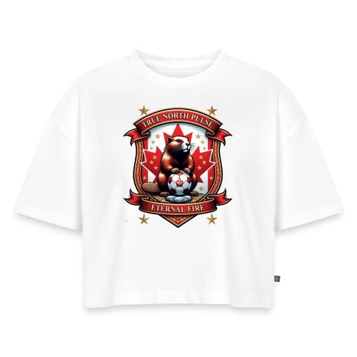 Canada Beaver Crest T-Shirt, Pride Badge Gift - Women's Oversized Organic Cropped T-Shirt