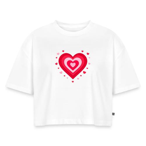 Layered Red & Pink Heart – Cute Valentine Love - Women's Oversized Organic Cropped T-Shirt