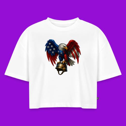 American Flag Bald Eagle - Helmet - Women's Oversized Organic Cropped T-Shirt