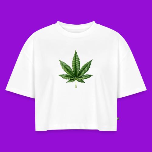 Cannabis Leaf - Women's Oversized Organic Cropped T-Shirt