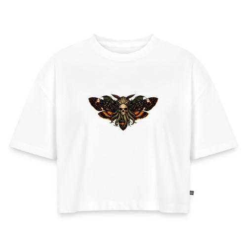 Cthulhu Moth Skull - Women's Oversized Organic Cropped T-Shirt