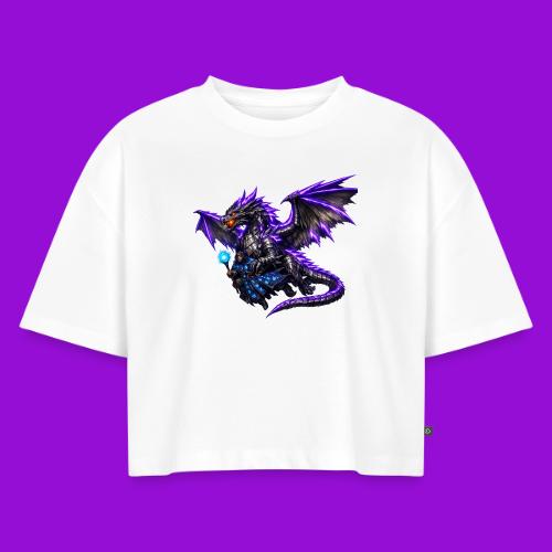 Neon Dragon and Battle Mage - Women's Oversized Organic Cropped T-Shirt