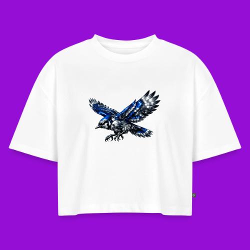 Silver Blue Jay Dive - Women's Oversized Organic Cropped T-Shirt