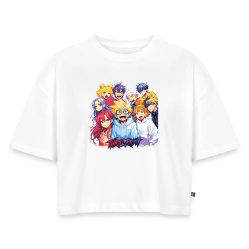 Thrill Rush Anime Squad Streetwear - Women's Oversized Organic Cropped T-Shirt