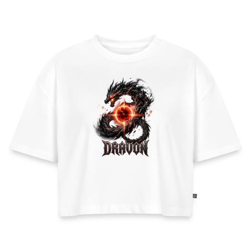 Dravon Fire Dragon Dark Fantasy Graphic T-Shirt - Women's Oversized Organic Cropped T-Shirt