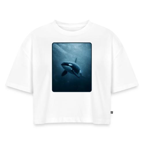 Orca Ocean Wildlife Design - Women's Oversized Organic Cropped T-Shirt