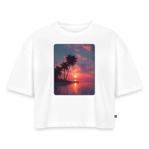 Tropical Sunset Ocean Reflection Design - Women's Oversized Organic Cropped T-Shirt