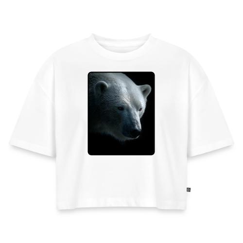 Polar Bear Close-Up Wildlife Design - Women's Oversized Organic Cropped T-Shirt