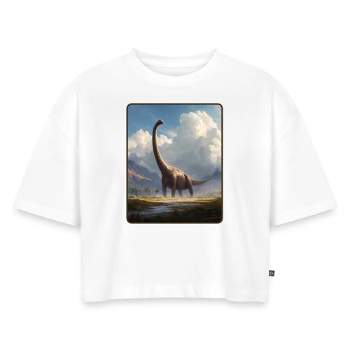 Brachiosaurus Valley Landscape Design - Women's Oversized Organic Cropped T-Shirt