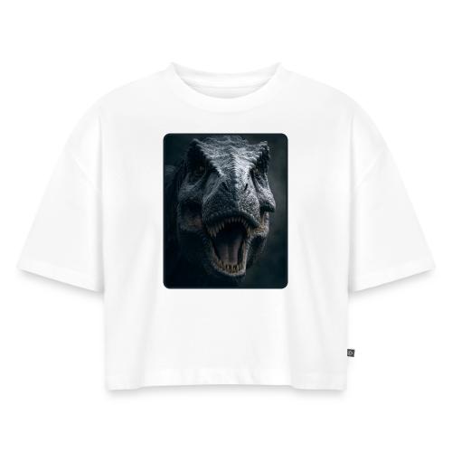 T Rex Cinematic Close-Up Design - Women's Oversized Organic Cropped T-Shirt