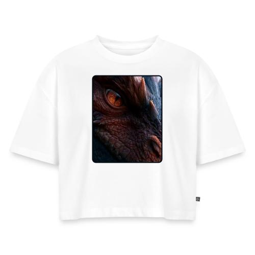 Fierce Ancient Dragon Portrait Design - Women's Oversized Organic Cropped T-Shirt