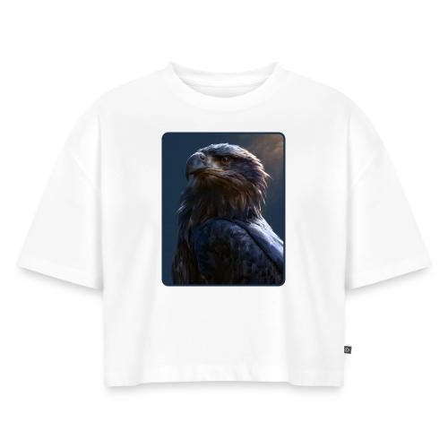 Majestic Eagle Cinematic Portrait Design - Women's Oversized Organic Cropped T-Shirt