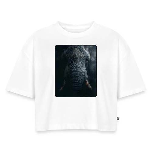 Shadow Elephant Intense Eyes Design - Women's Oversized Organic Cropped T-Shirt