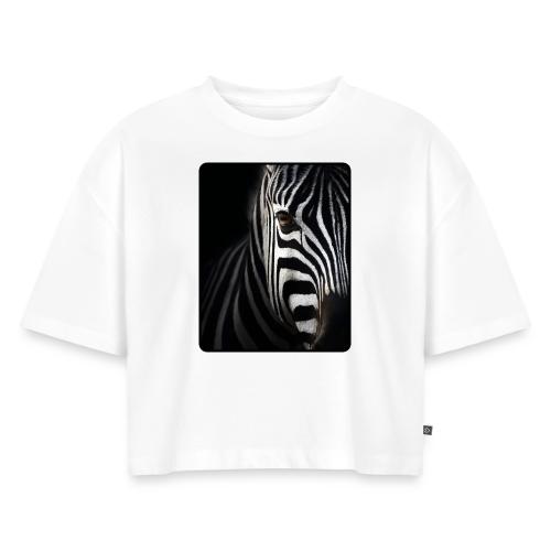 Zebra High Contrast Portrait Design - Women's Oversized Organic Cropped T-Shirt