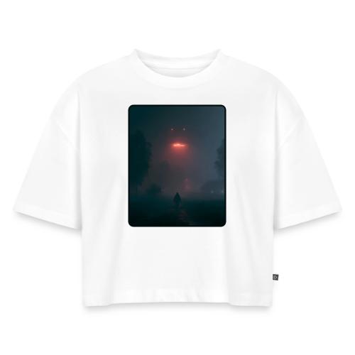 Mysterious UFO Encounter Design - Women's Oversized Organic Cropped T-Shirt
