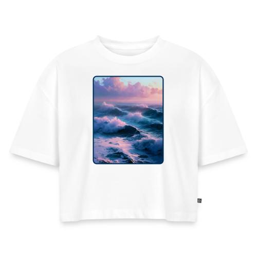 Dreamy Pastel Ocean Sunset Art - Women's Oversized Organic Cropped T-Shirt