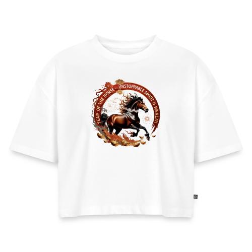 Year of the Horse Fiery Spirit T Shirt, Lunar New - Women's Oversized Organic Cropped T-Shirt