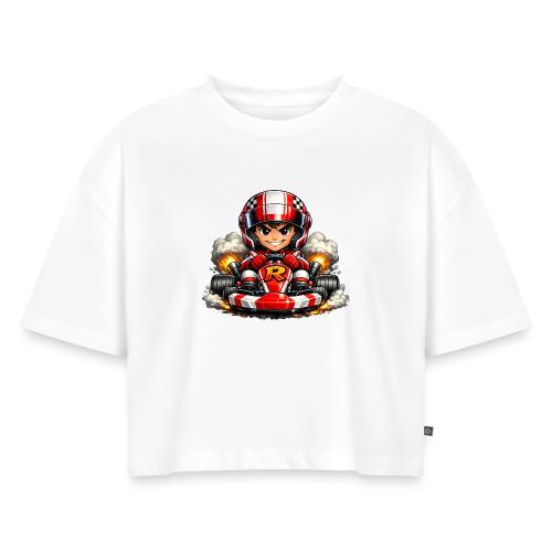 Carcadelogoracerfront - Women's Oversized Organic Cropped T-Shirt