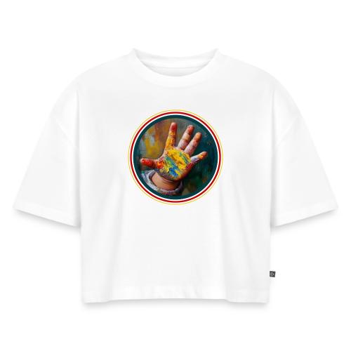 Colors of Innocence - Women's Oversized Organic Cropped T-Shirt