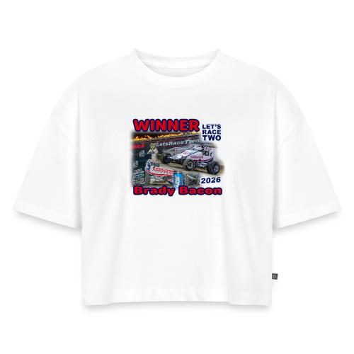 Brady Bacon #LetsRaceTwo Winner - Women's Oversized Organic Cropped T-Shirt