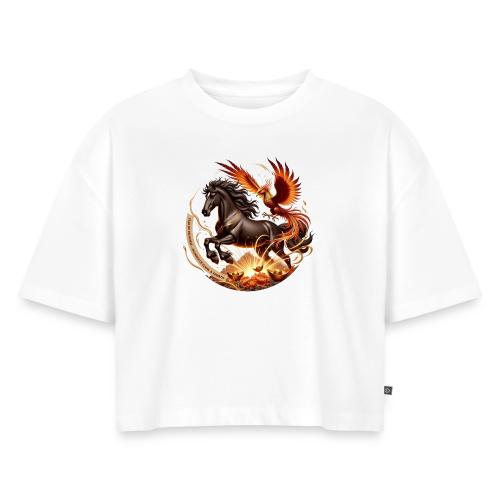 Year of the Horse Phoenix T Shirt, Lunar NY Gift - Women's Oversized Organic Cropped T-Shirt