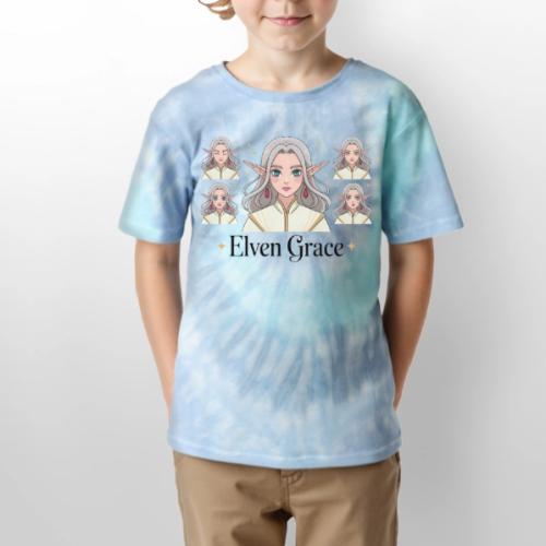 Elven Grace Fantasy Elf Maiden Graphic Magic - Kid's Tie Dye T-Shirt