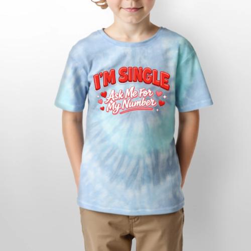 I’m Single Retro Bubble - Kid's Tie Dye T-Shirt