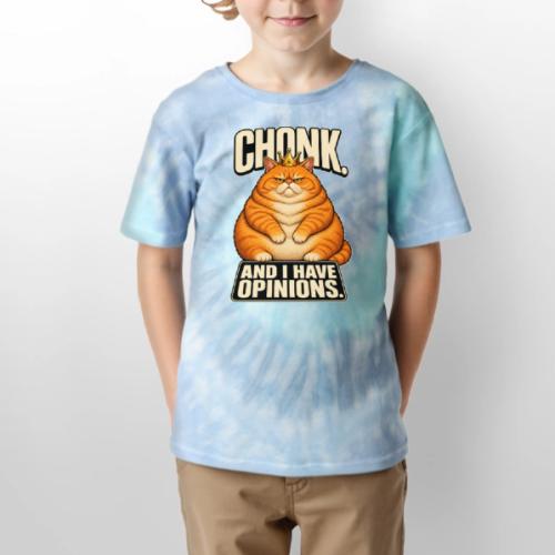 Chonk King Cat - Opinionated Kitty - Kid's Tie Dye T-Shirt