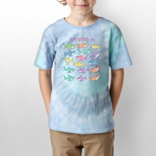 It’s Okay To – Cute Pastel Shark - Kid's Tie Dye T-Shirt