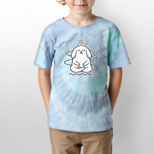 Cute Meditating Bunny Zen Yoga Animal - Kid's Tie Dye T-Shirt