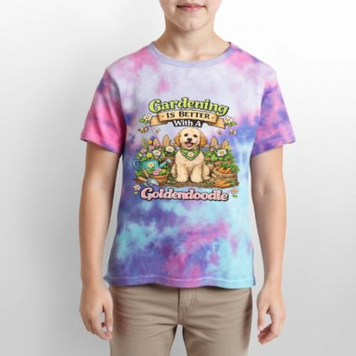 Gardening Is Better With A Goldendoodle - Kid's Tie Dye T-Shirt
