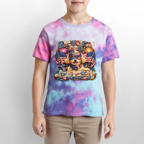 America 250 Dog Mom Patriotic Goldendoodle Shirt - Kid's Tie Dye T-Shirt