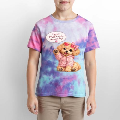 Have a PAWS-itively Amazing Day - Kid's Tie Dye T-Shirt