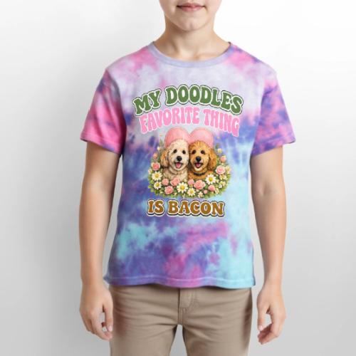 My Doodles Favorite Thing Is Bacon - Kid's Tie Dye T-Shirt