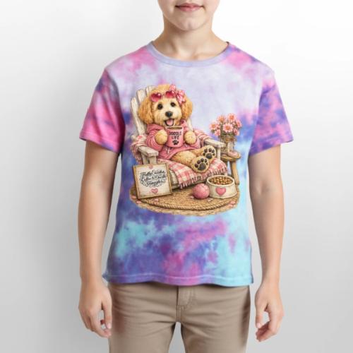 Just Enjoying Life Doodle Dog - Kid's Tie Dye T-Shirt