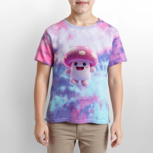 Mushroom: Purple Forest Friend - Kid's Tie Dye T-Shirt