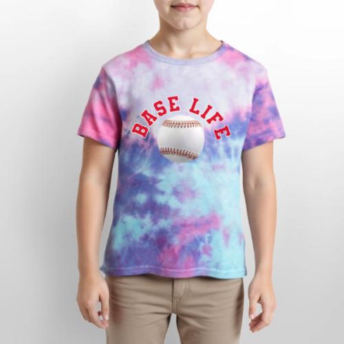 Baseball: Base Life Vibes - Kid's Tie Dye T-Shirt