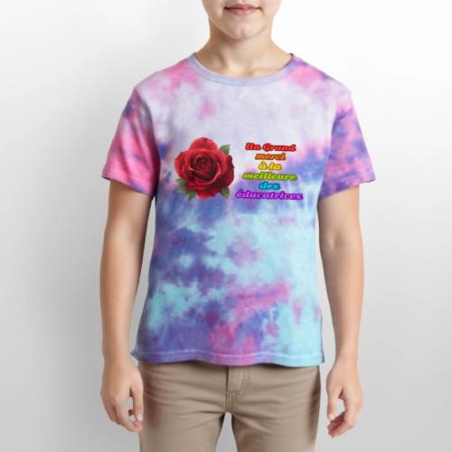 Thank You Educator: Pink and Rainbow Message - Kid's Tie Dye T-Shirt