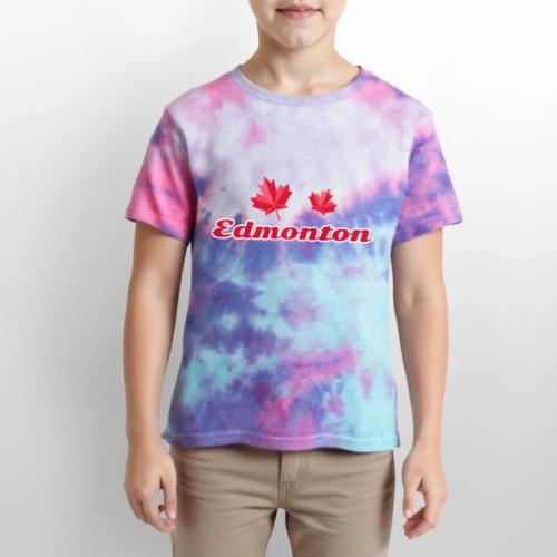 Edmonton with two red maple leaves - Kid's Tie Dye T-Shirt