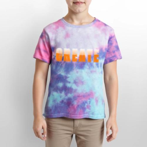 CREATE Vibrant Orange Bold Word Graphic - Kid's Tie Dye T-Shirt