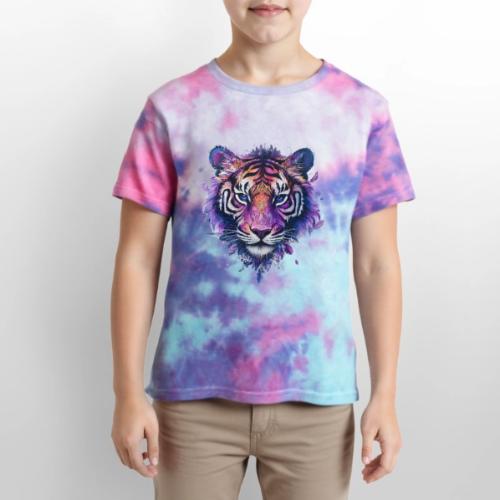 Mystic Violet Tiger - Kid's Tie Dye T-Shirt