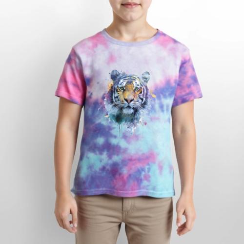 Splash-Art Tiger Face - Kid's Tie Dye T-Shirt