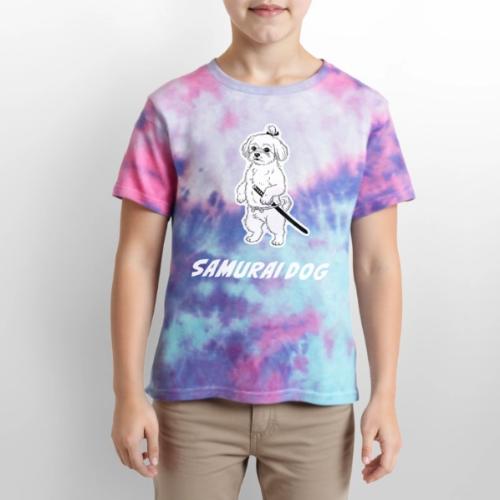 Samurai Maltese Katana Warrior Dog Tee - Kid's Tie Dye T-Shirt