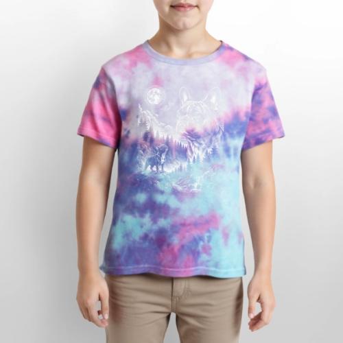 Vintage French Bulldog Moon Howling Tee - Kid's Tie Dye T-Shirt