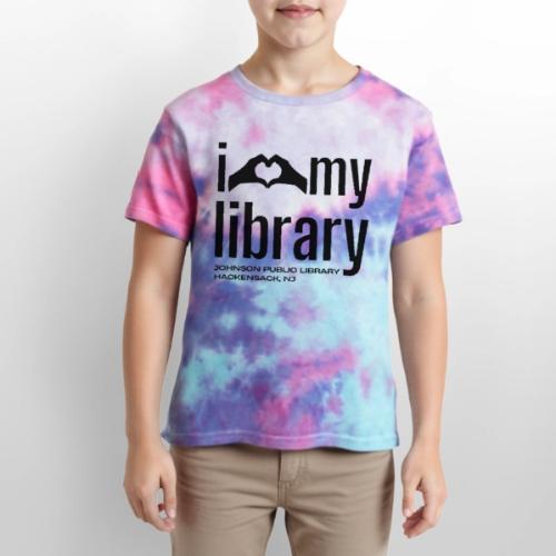 I Love My Library (Black) - Kid's Tie Dye T-Shirt