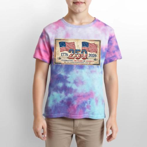 USA 250th Anniversary Flags Emblem - Kid's Tie Dye T-Shirt