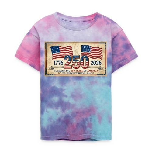 USA 250th Anniversary Flags Emblem - Kid's Tie Dye T-Shirt